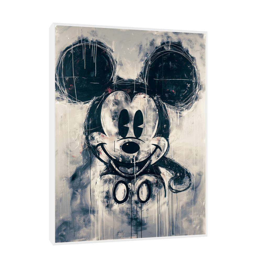 Canvas Slika na platnu Crno beli Mickey Mouse   90x120cm, Sa ramom, Beli