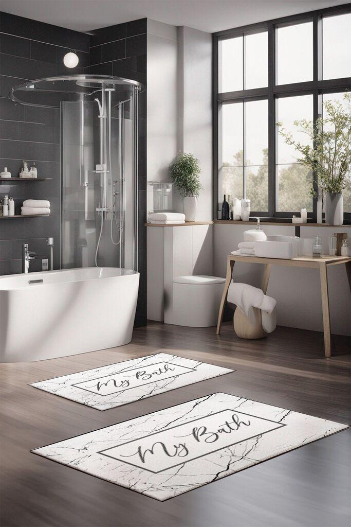 L'essentiel Maison Set Podloga za kupatilo CT-5284, Belo-sivi