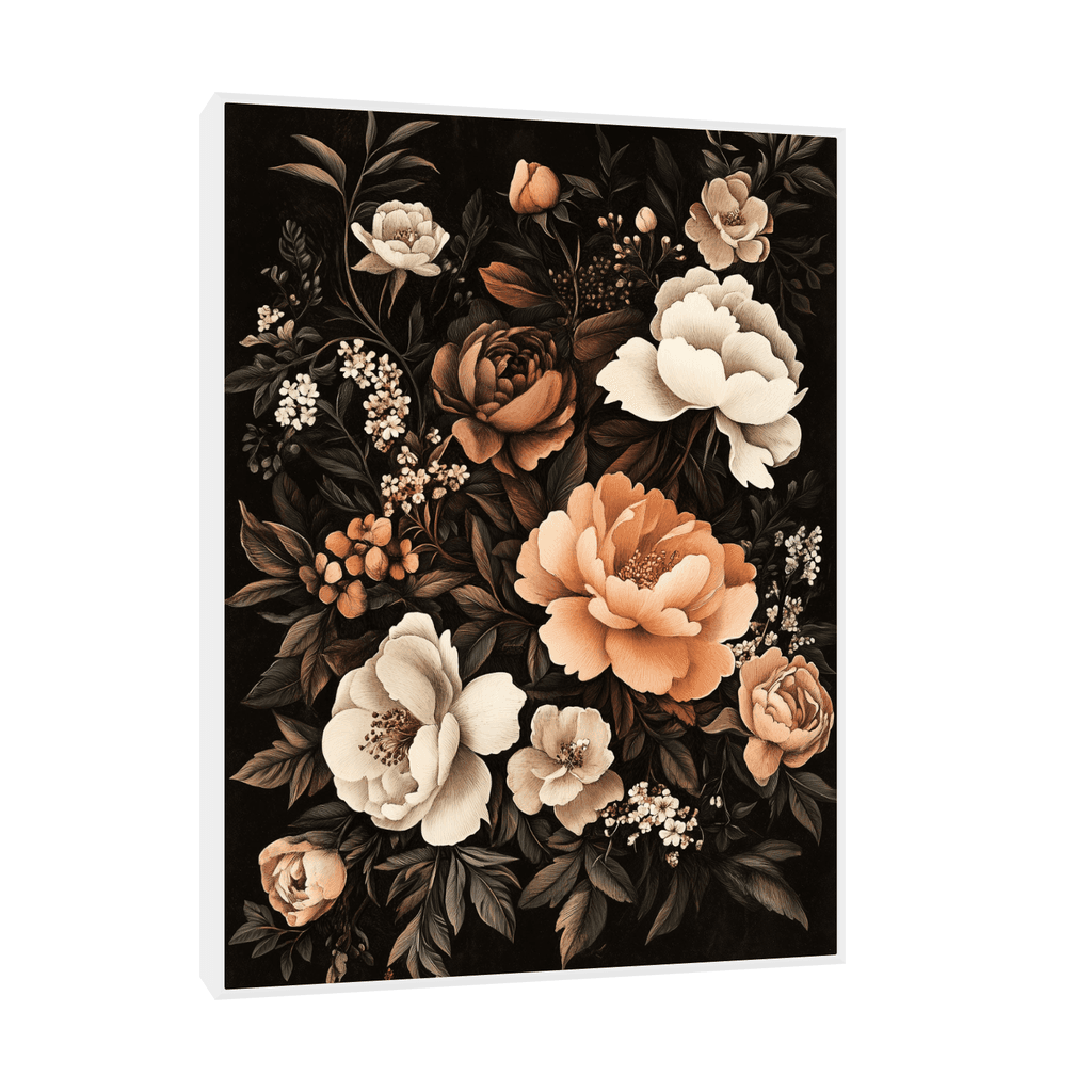 Canvas Slika na platnu Bronzano cveće, Sa ramom, 45 x 60 cm, Beli