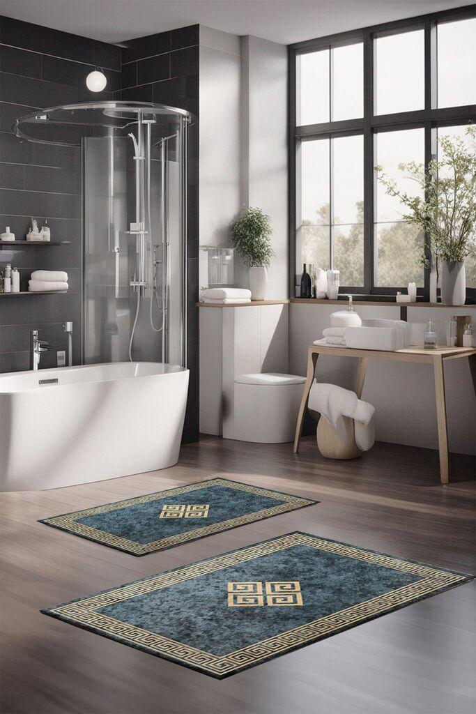 L'essentiel Maison Set Podloga za kupatilo CT-5069, Plavo-zlatni