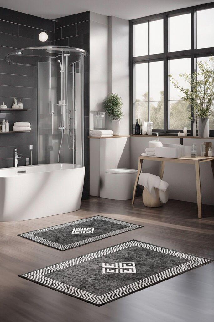 L'essentiel Maison Set Podloga za kupatilo CT-5072, Sivo-beli