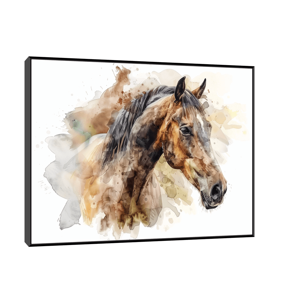 Canvas Slika na platnu Konj - akvarel, Sa ramom, 100 x 75 cm, Crni