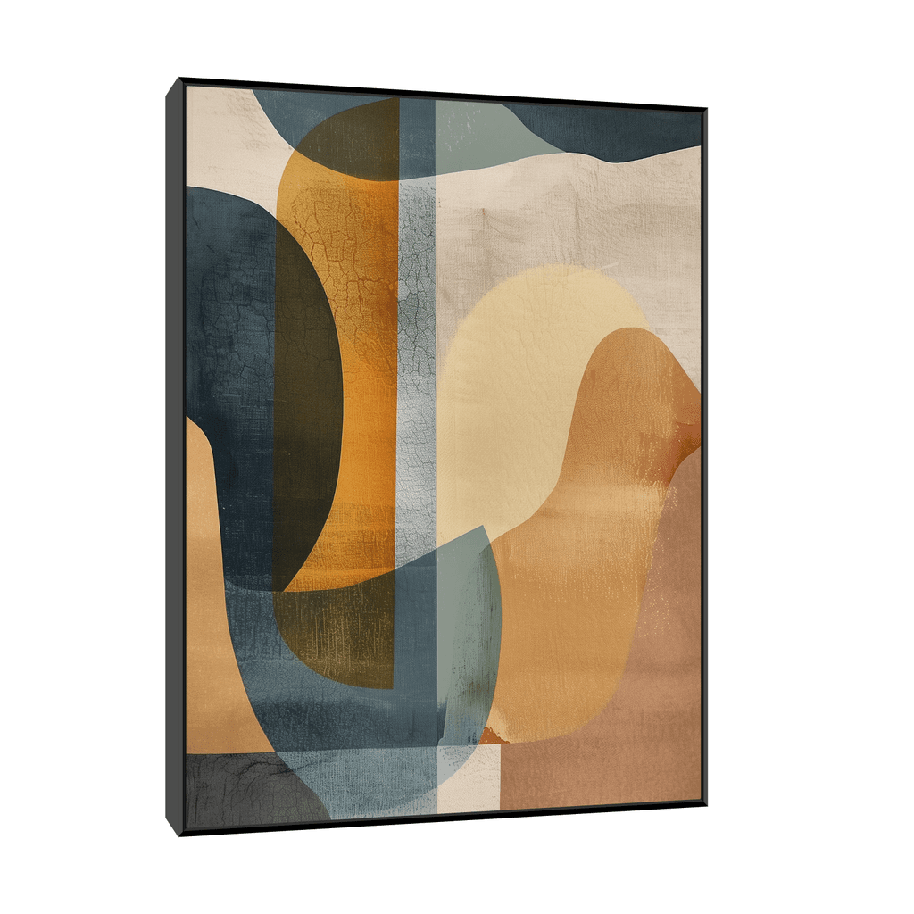 Canvas Slika na platnu Oker i plava apstraktna kompozicija 45x60cm, Sa ramom, Crni