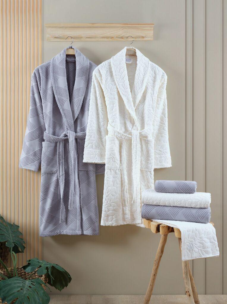L'essentiel Maison Porodični set bademantila sa peškirima Benito, Sivo-krem