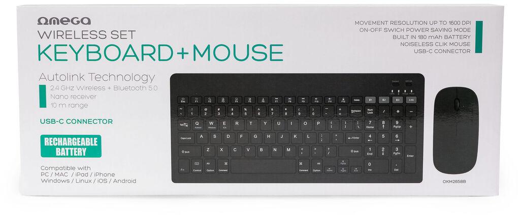 Omega Bežična tastatura OKM2658B, Wireless, Crna