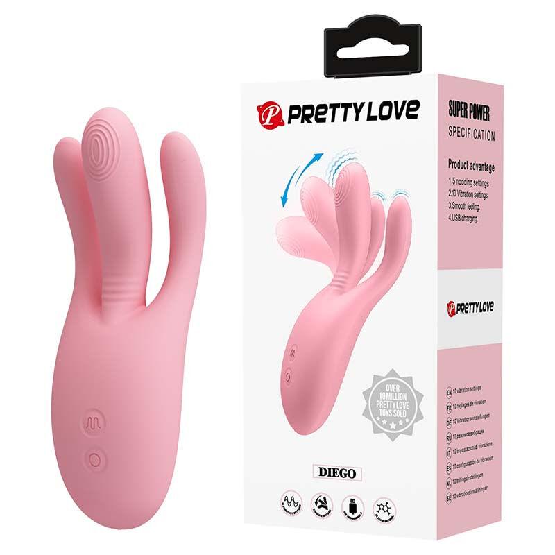 Multifunkcionalni vibrator Diego 300099, 13.2cm, Svetloroze