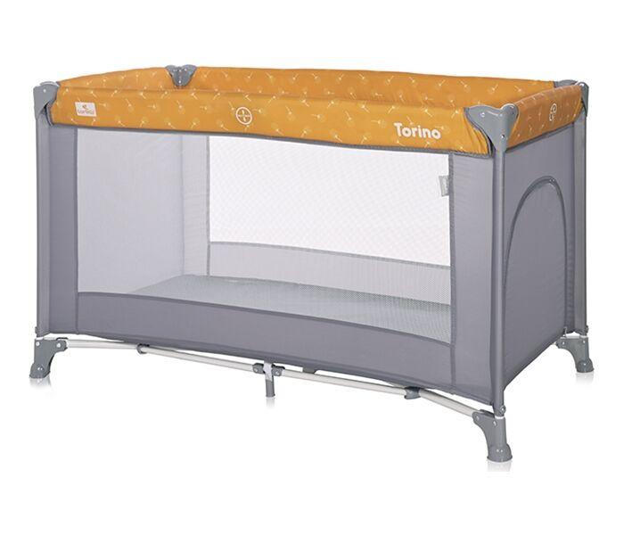 Lorelli Prenosivi krevetac za bebe Torino, 1 nivo, Sivo-zuti
