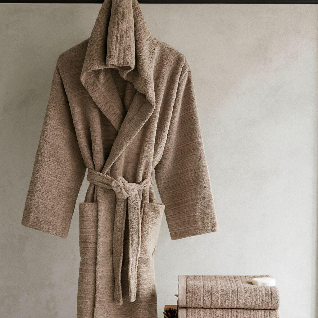 Bademantil Natur, Sa kapuljačom, Braon