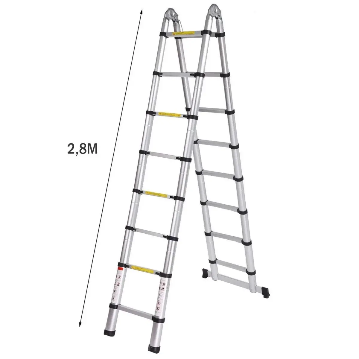 TMC Duple aluminijumske merdevine, Teleskopske, 2.8+2.8m