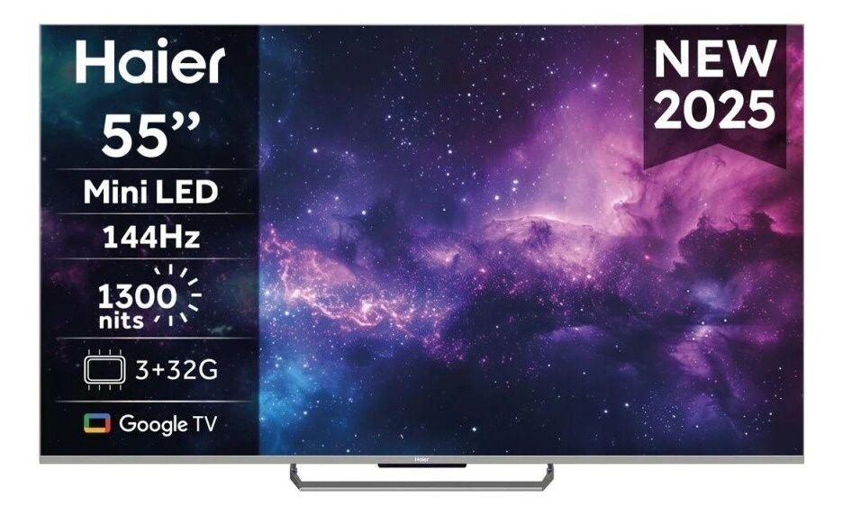 Haier Pametni televizor H55M90EUX, 55", MiniLED, 4K, 144 Hz, Google TV, Sivi