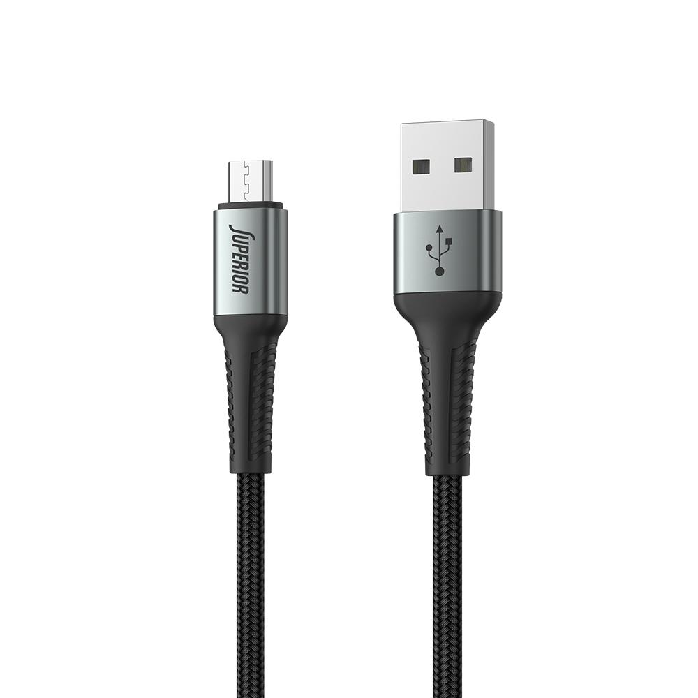 SUPERIOR USB data kabal SU-K104 , Fast,  12W, 2.4A, USB A na Micro , 1m, Crni