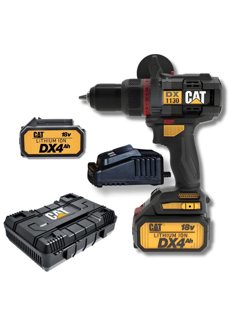CAT Akumulatorska vibraciona bušilica zavrtač DX1130.1, 18V + Baterija, 4.0 Ah + Punjač, 4A