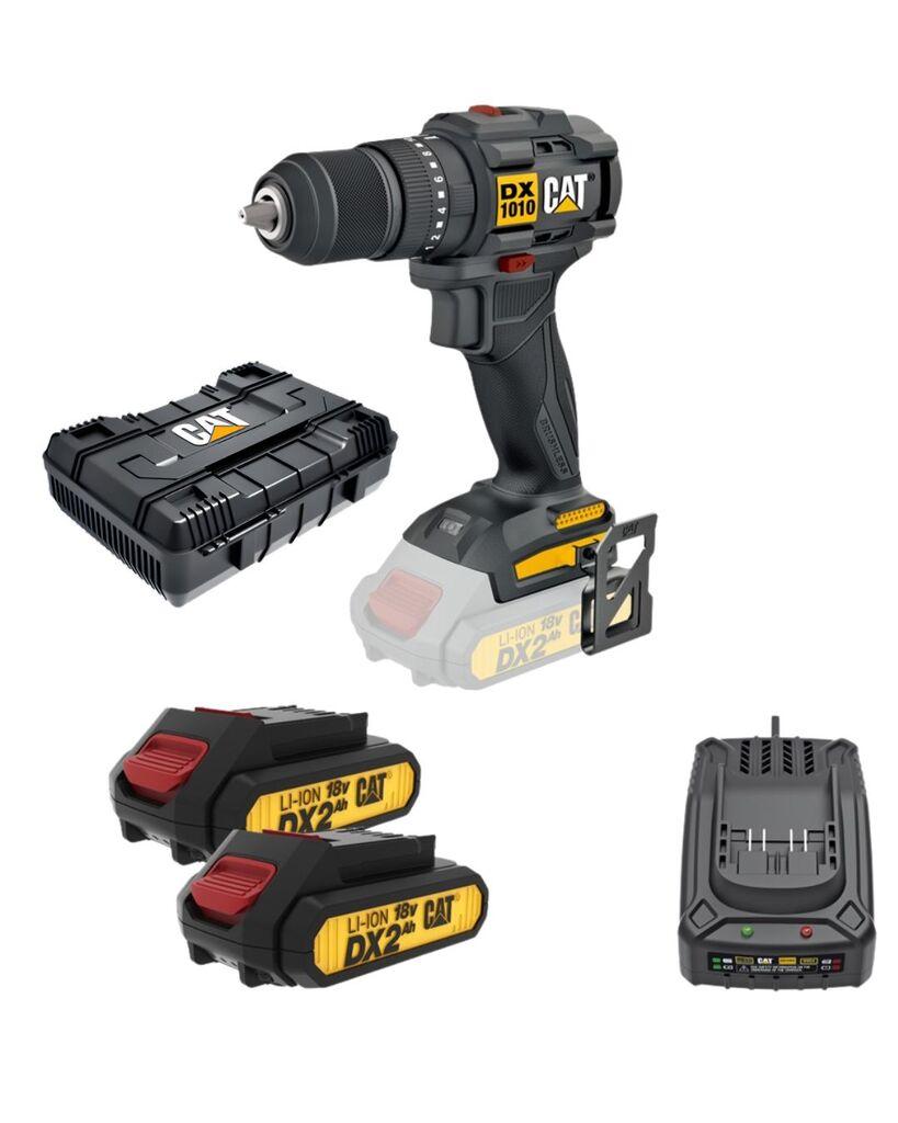 CAT Akumulatorska vibraciona bušilica DX1010, 18V + Baterija, 2.0 Ah, 2 komada + Punjač za baterije, 2A