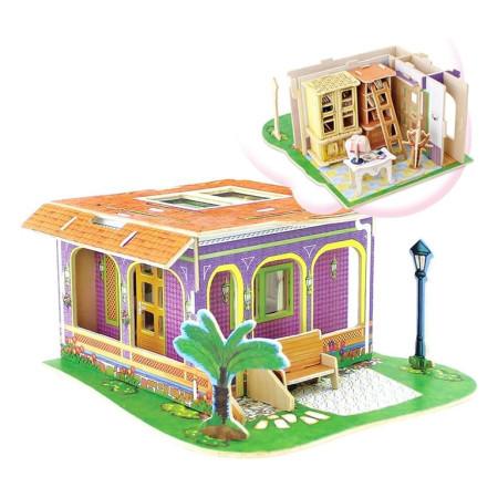 Robotime 3D slagalica Study Room And Inside Furnitures, Drvena