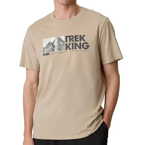 4F Muška majica Trekking, Krem