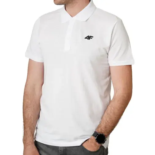 4F Muška polo majica Nos, Bela