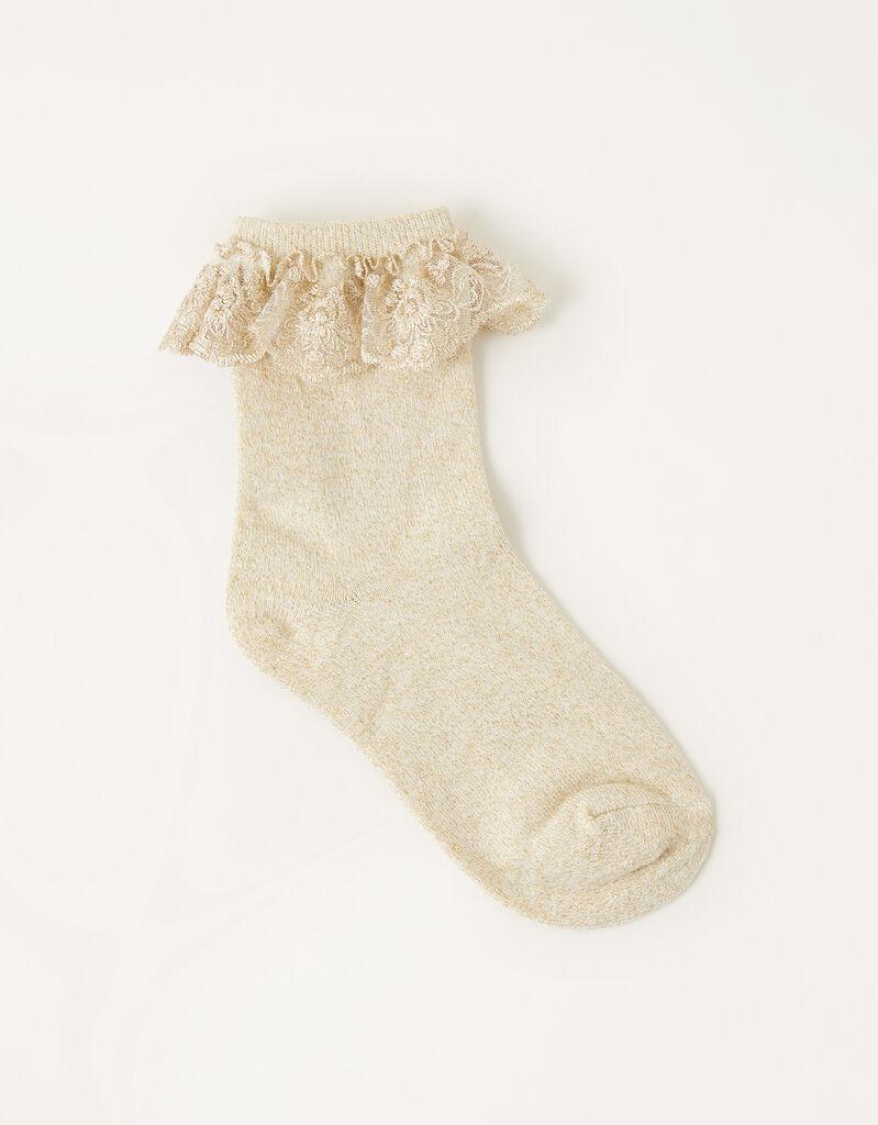 Monsoon Čarape za devojčice Girl Gold Sparkle Fl, Zlatne boje