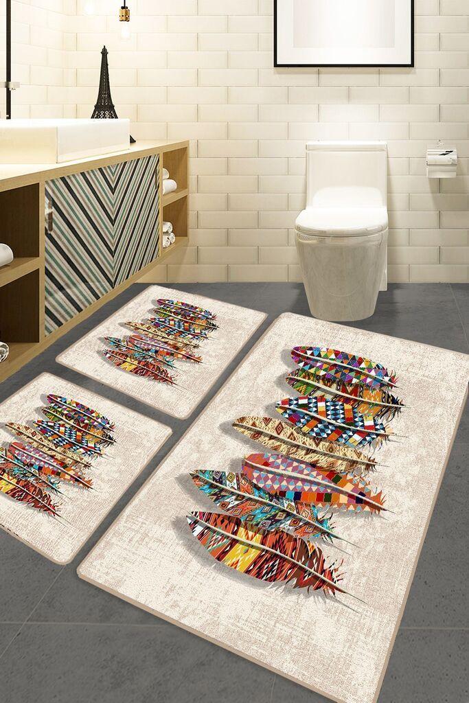 L'essentiel Maison Set prostirki za kupatilo Rovny, 3 Komada, Šarena