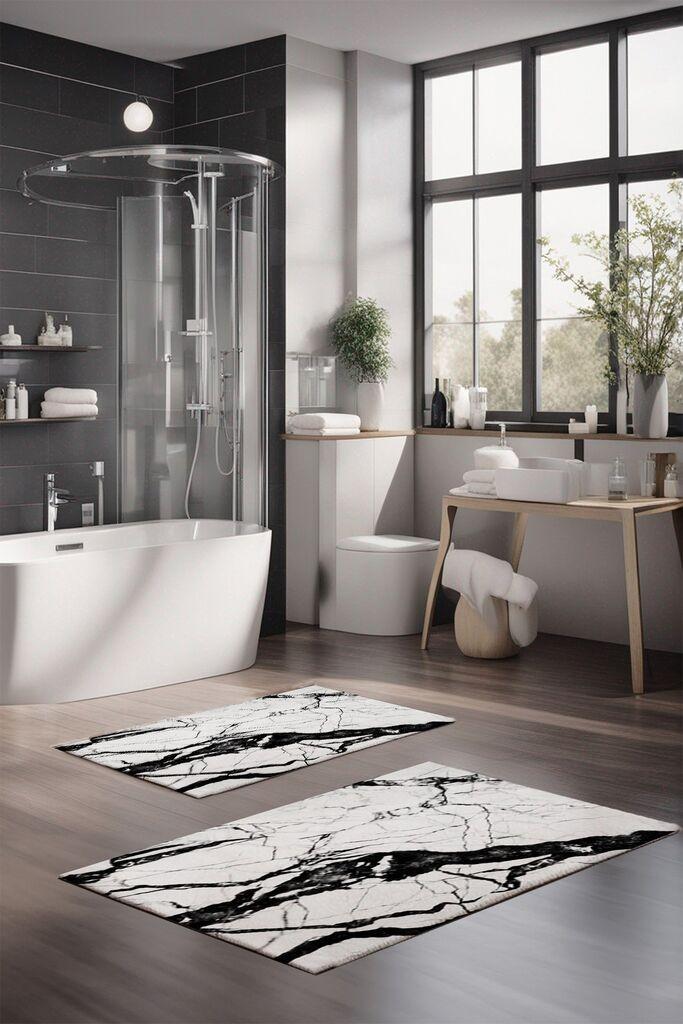 L'essentiel Maison Set prostirki za kupatilo CT-5057, 2 Komada, Bela