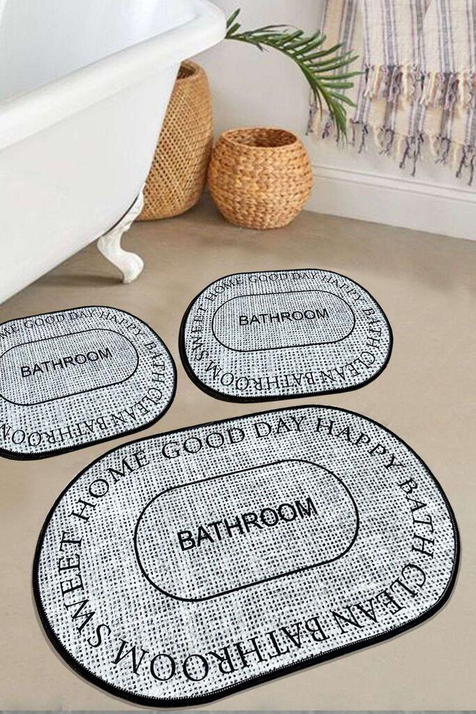 L'essentiel Maison Set prostirki za kupatilo Baindos, 3 Komada, Siva