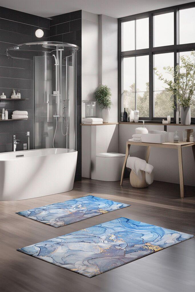 L'essentiel Maison Set prostirki za kupatilo CT-5028, 2 Komada, Svetloplava