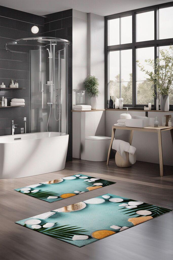 L'essentiel Maison Set prostirki za kupatilo CT-5193, 2 Komada, Svetloplava