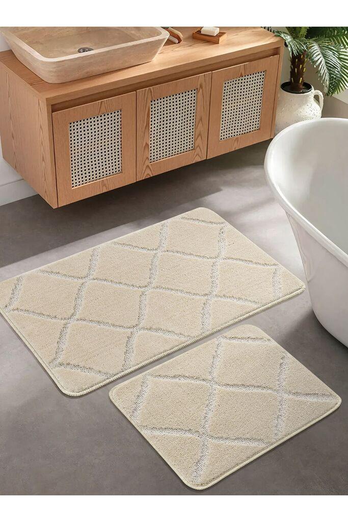 L'essentiel Maison Set prostirki za kupatilo Cizgili, 2 Komada, Krem