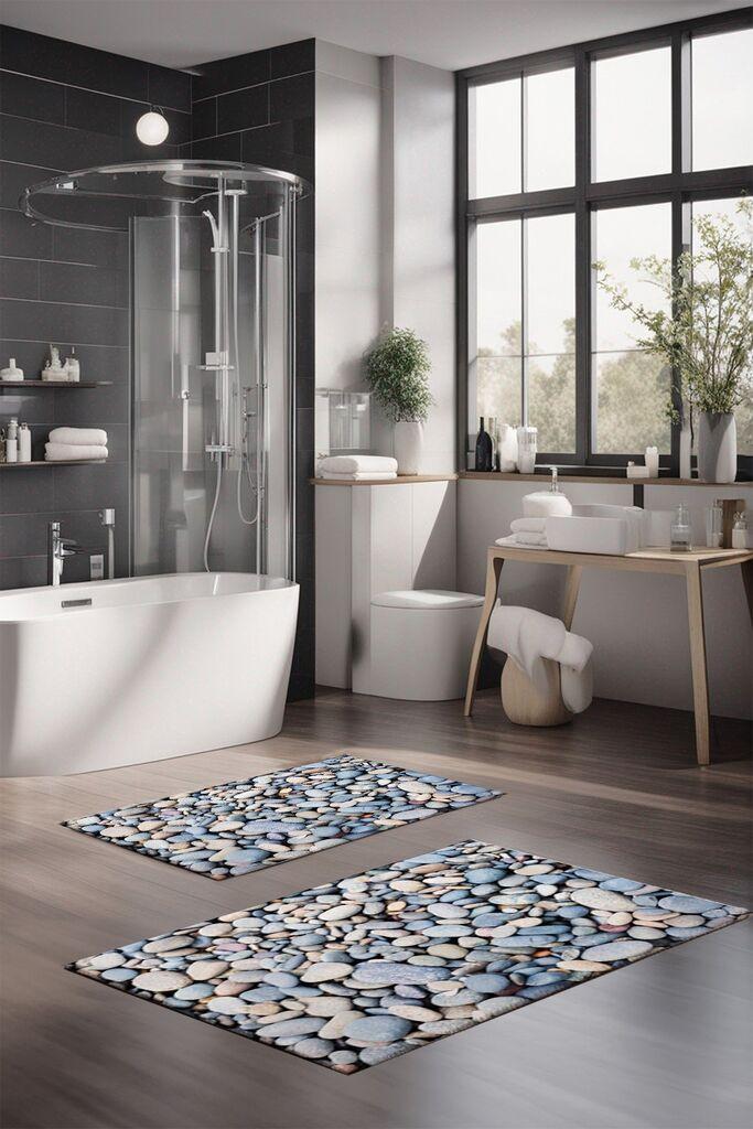 L'essentiel Maison Set prostirki za kupatilo CT-5181, 2 Komada, Svetloplava