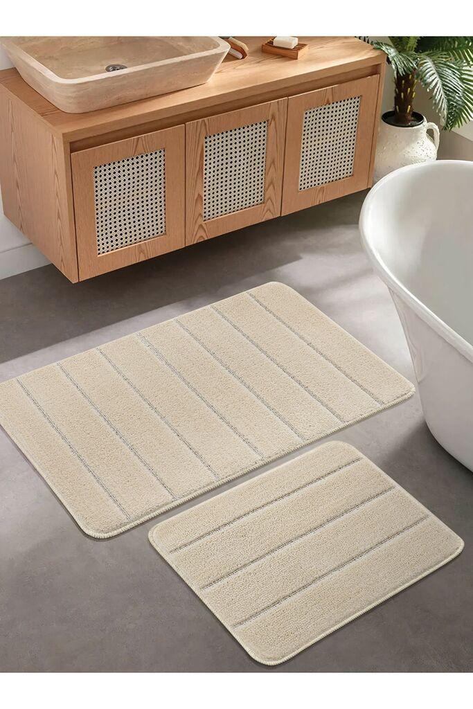 L'essentiel Maison Set prostirki za kupatilo Yeni Cizgili, 2 Komada, Krem