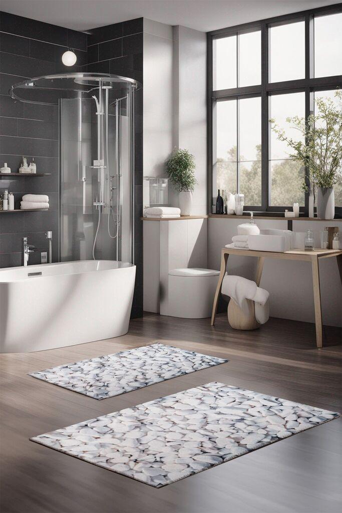 L'essentiel Maison Set prostirki za kupatilo CT-5182, 2 Komada, Bela