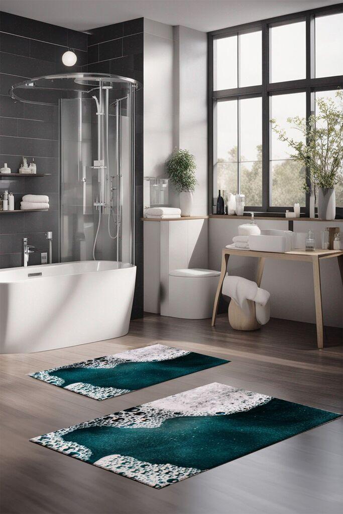 L'essentiel Maison Set prostirki za kupatilo CT-5195, 2 Komada, TamnoPlava