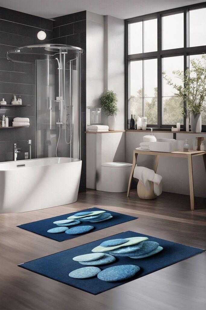 L'essentiel Maison Set prostirki za kupatilo CT-5279, 2 Komada, TamnoPlava