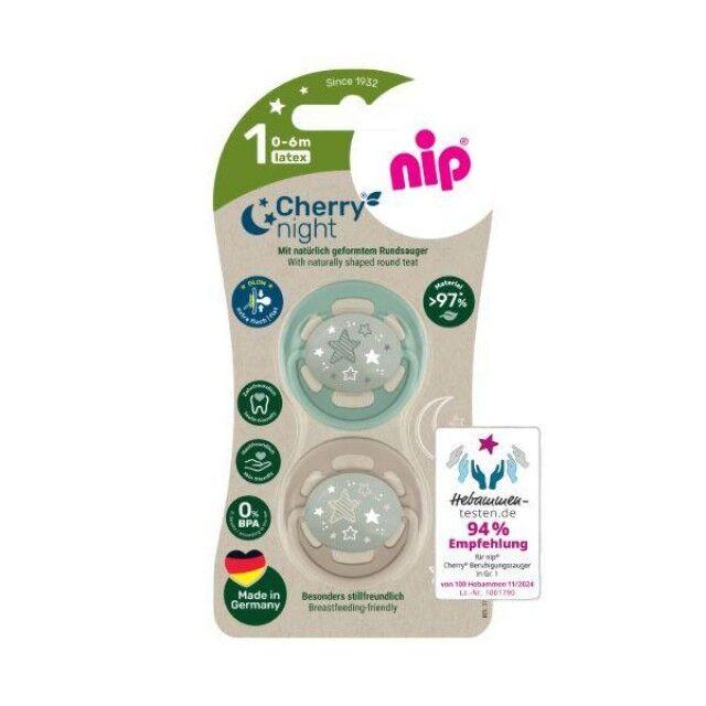 Nip Lažaza bebe Cherry night, Kaučuk, 0-6m, 2 komada
