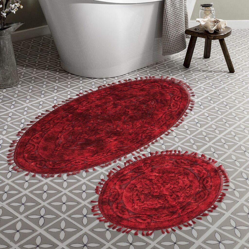 L'essentiel Maison Set prostirki za kupatilo Cottonkt 000528, 2 Komada, Crvena