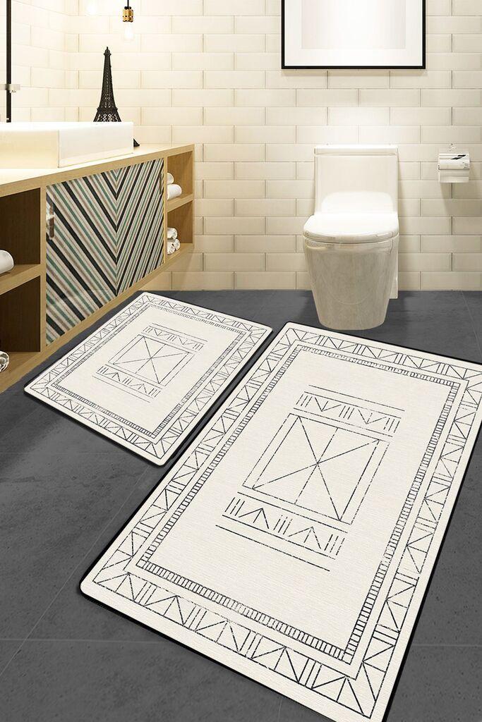 L'essentiel Maison Set prostirki za kupatilo Touch, 2 Komada, Bela