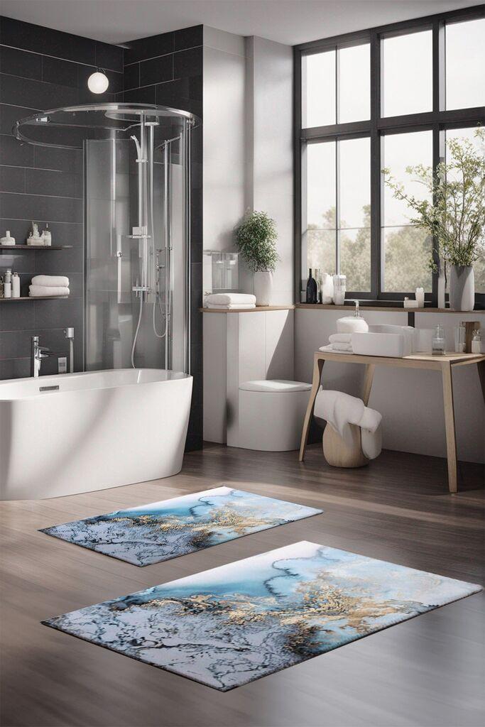 L'essentiel Maison Set prostirki za kupatilo CT-5063, 2 Komada, Svetloplava