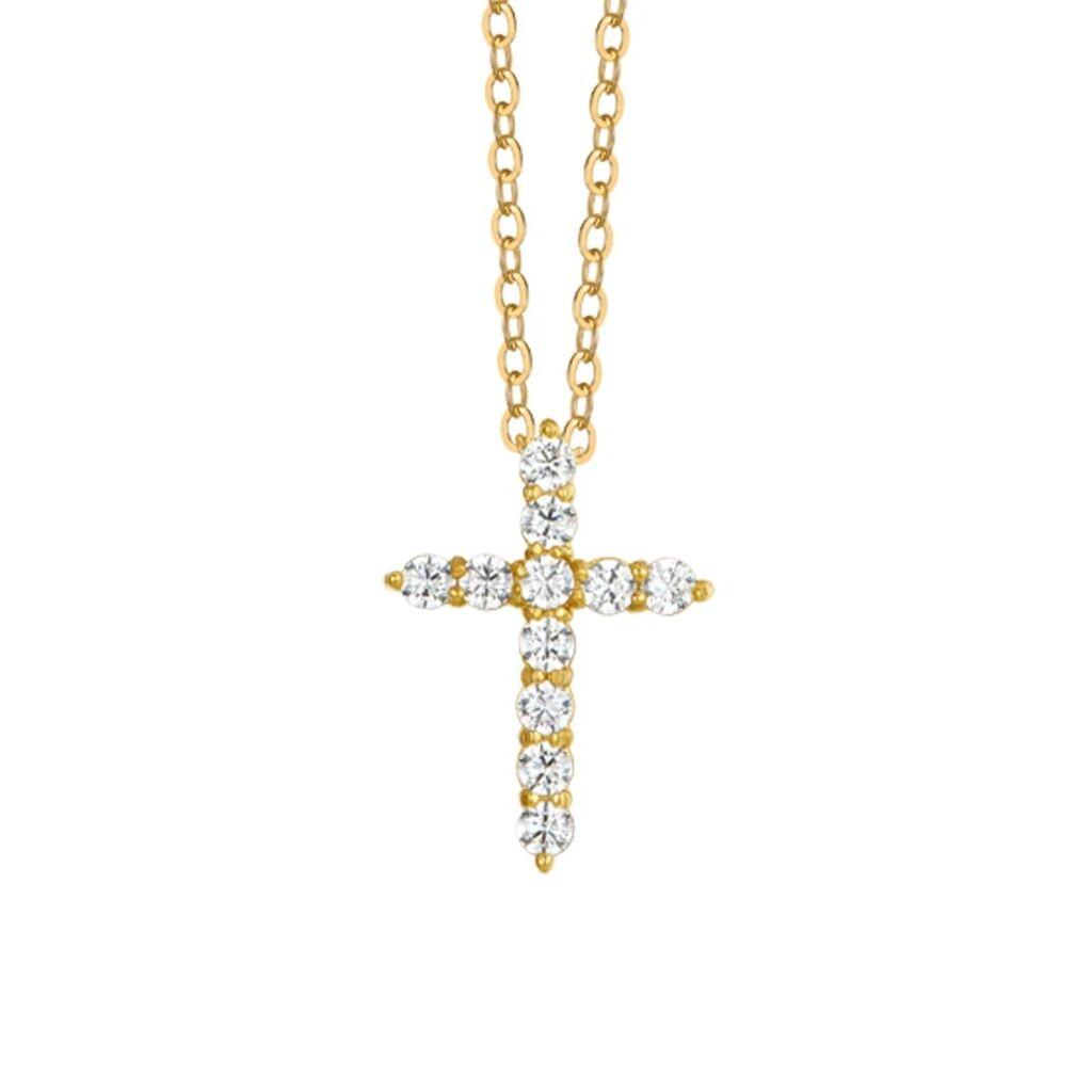 Luca Barra Ženska ogrlica Krst, Zlatne boje