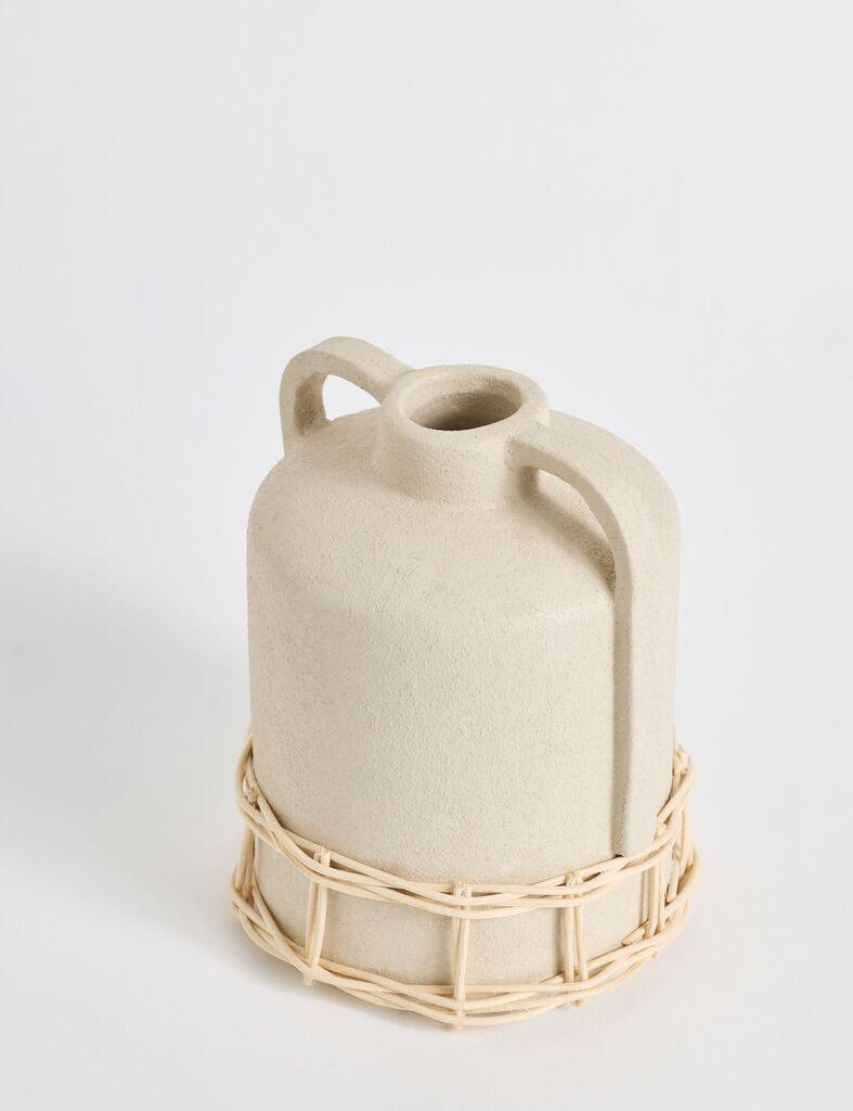 Aberto Design Vaza Handle Terracota, 14x19x14 cm, Krem