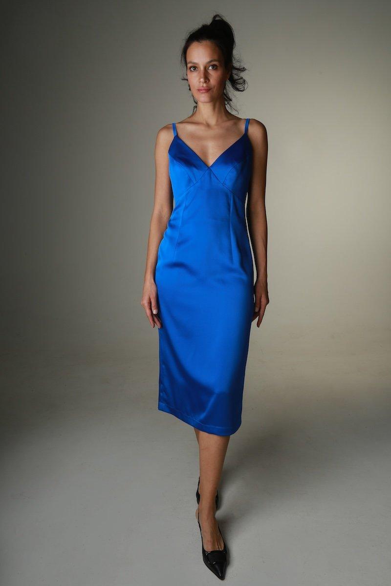 LAPPA Ženska midi haljina na bretele Leonora, Plava