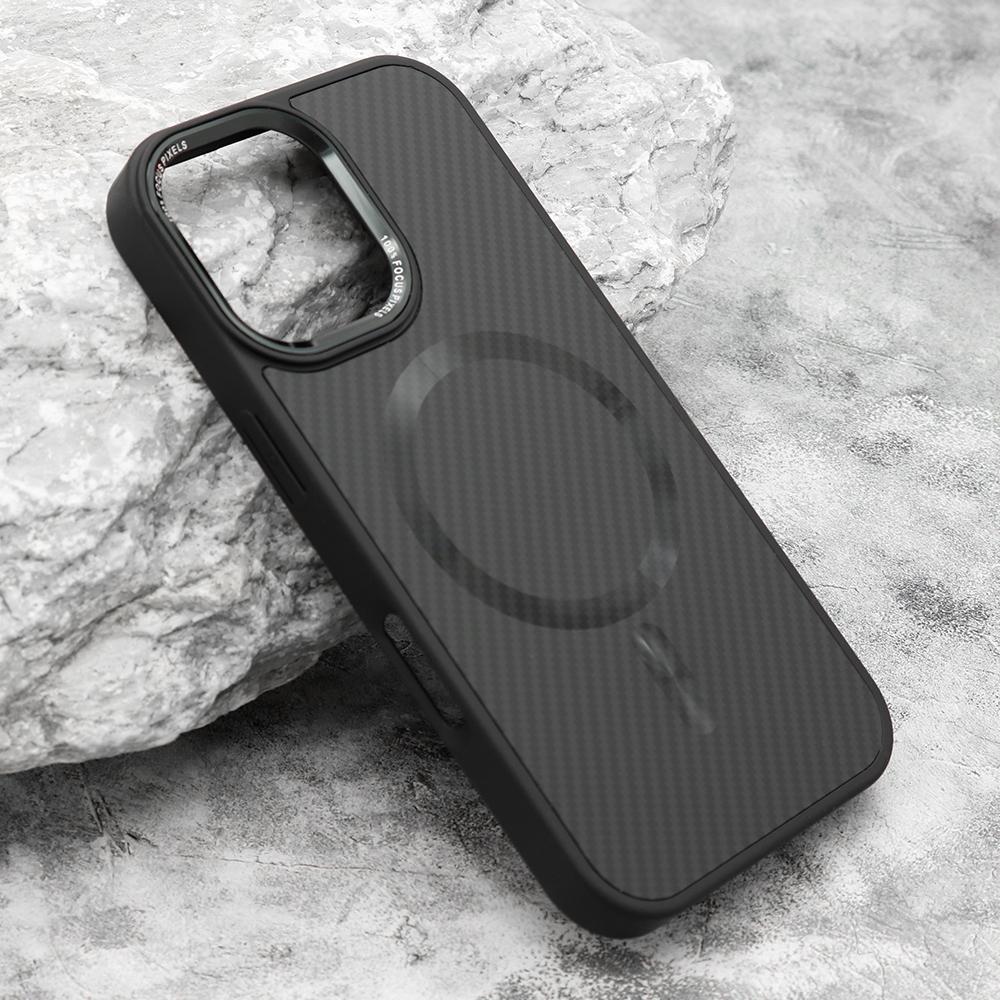 Maska za mobilni telefon iPhone 16 CARBON, Magsafe, Crna