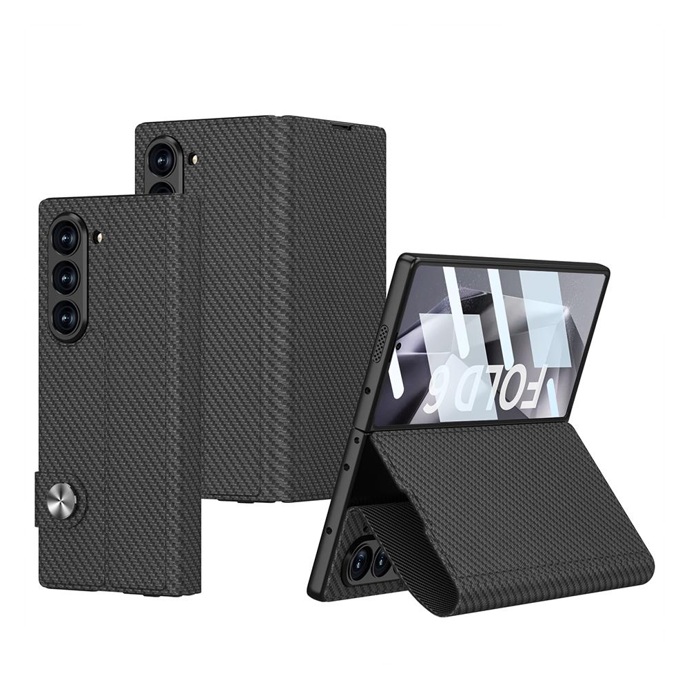 Maska za mobilni telefon Samsung Galaxy Z Fold 6 5G karbon LEATHER, Crna
