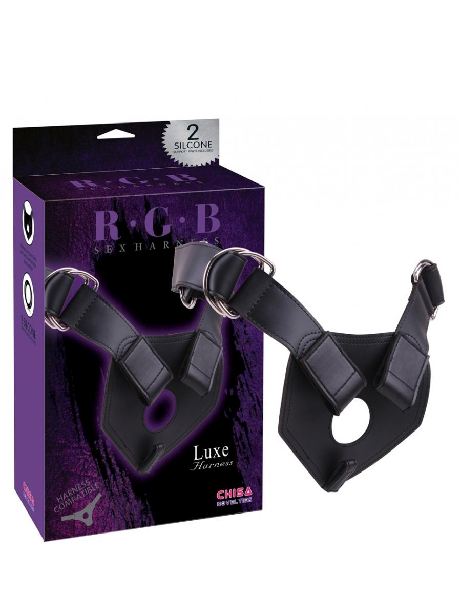 CHISA Gaćice za ženski strep on Luxe Harness, Crni