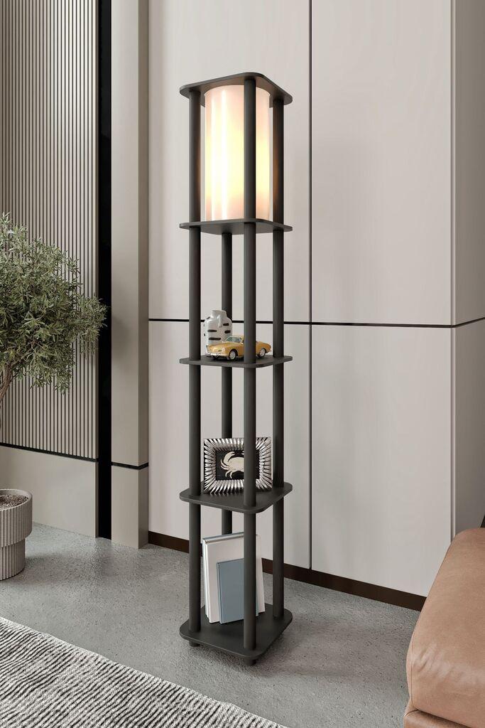 Opviq Podna lampa Estantes Square, 150 cm, Crna