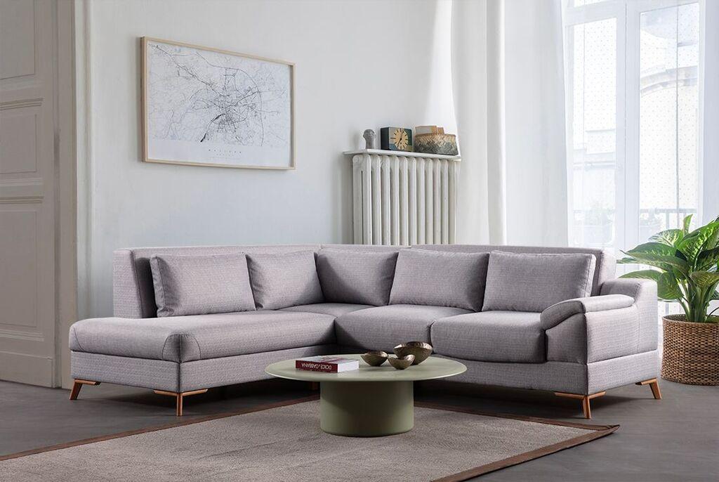 Atelier del Sofa Ugaona garnitura na razvlačenje Aqua, 225x275x100 cm, Siva