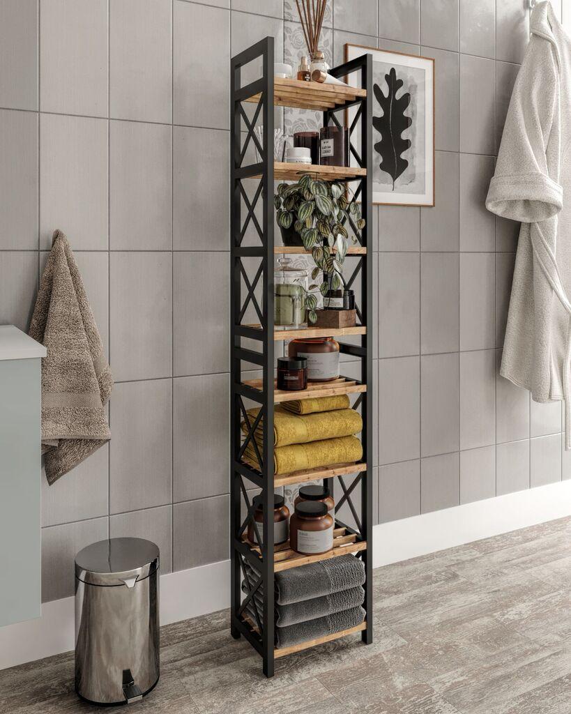 Hanah Home Višenamenska polica Mini Flower 8, Hrast-crna