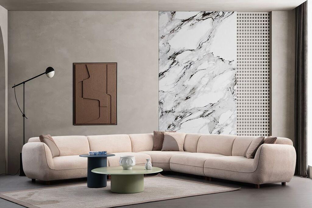 Atelier del Sofa Ugaona garnitura Pavia, 335x335x75 cm, Krem