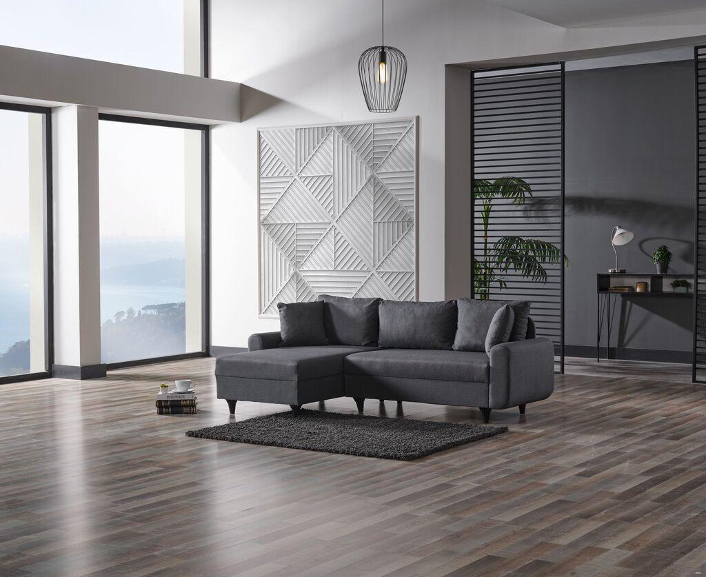 Atelier del Sofa Ugaona sofa na razvlačenje Flavia,  230x72x125 cm, Tamnosiva