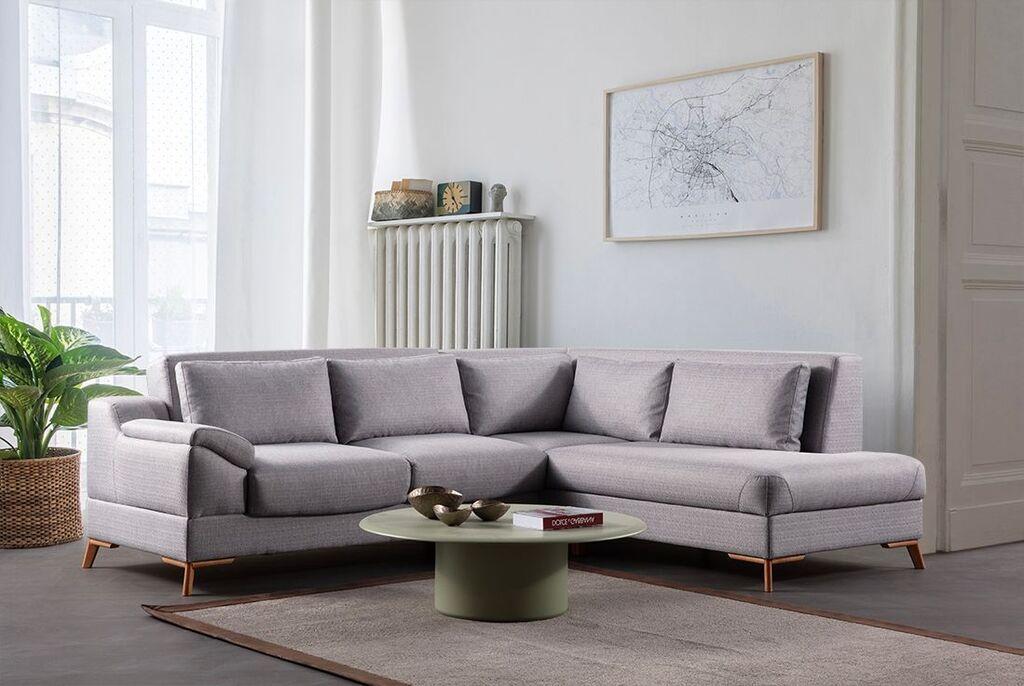 Atelier del Sofa Ugaona garnitura na razvlačenje Aqua, 275x225x90 cm, Siva