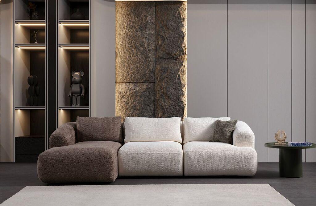 Atelier del Sofa Ugaona garnitura Sofia, 290x105x85 cm, Braon-bela