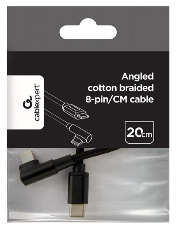 GEMBIRD Kabl USB-C, 8pin, Pod uglom, 0,2m, Crni